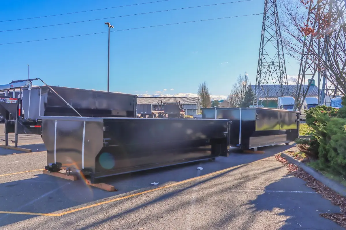 Roll-off dumpster ready for waste disposal at job site for Construction Dumpster Rental in Bothell West